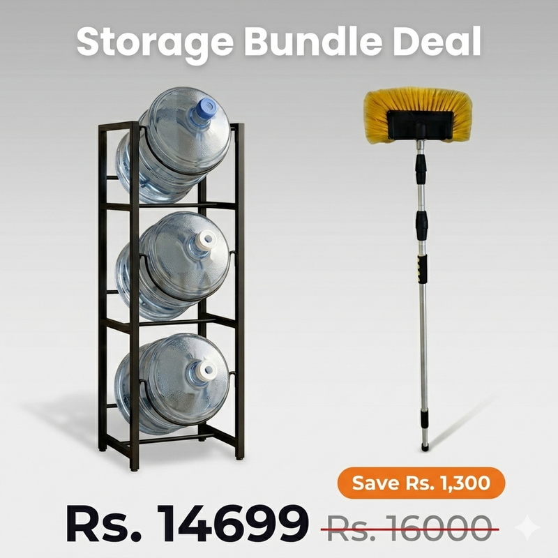 Home Essentials Bundle- 3 Tier Water Bottle Rack + 12ft Solar Cleaning Brush