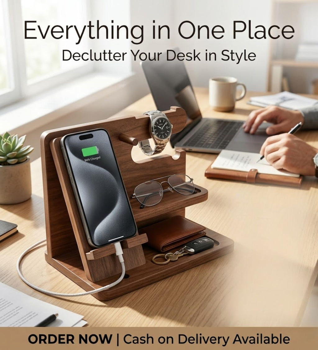 The Wooden Dock | Multifunctional Desk Organizer