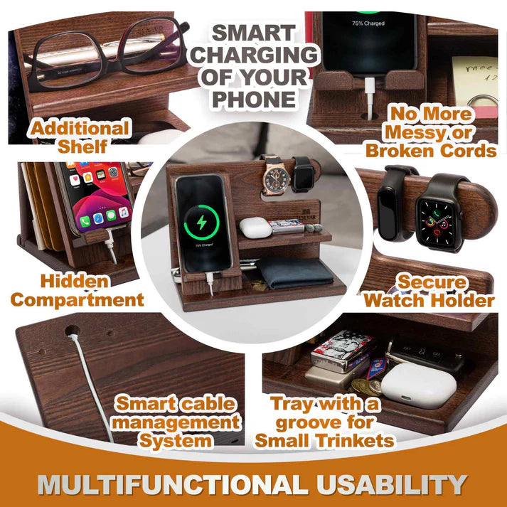 The Wooden Dock | Multifunctional Desk Organizer