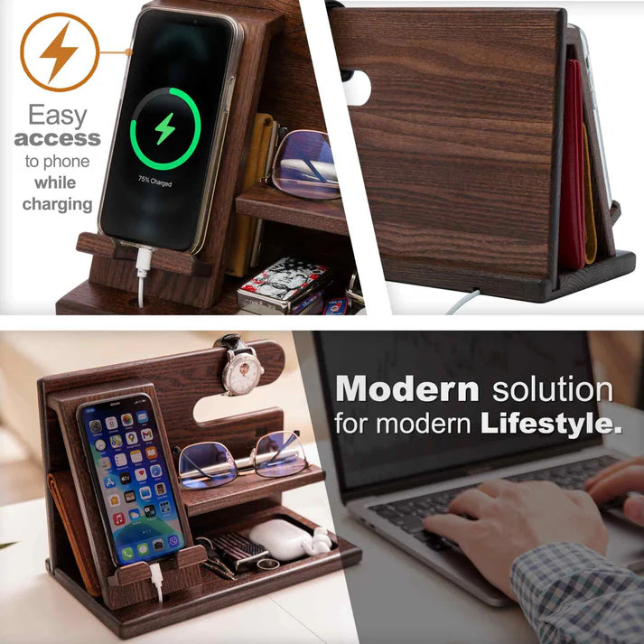The Wooden Dock | Multifunctional Desk Organizer