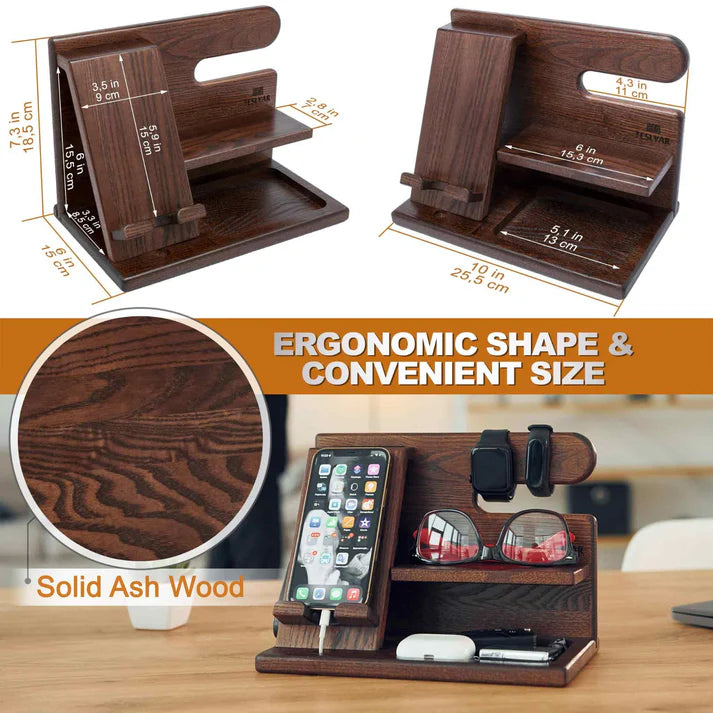 The Wooden Dock | Multifunctional Desk Organizer