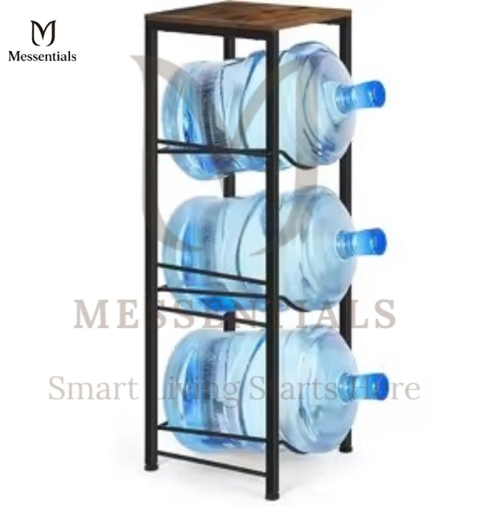 Water Bottle Organizer with Wooden Top