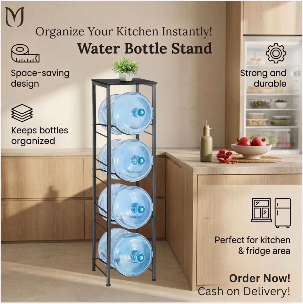 Water Bottle Organizer with Wooden Top